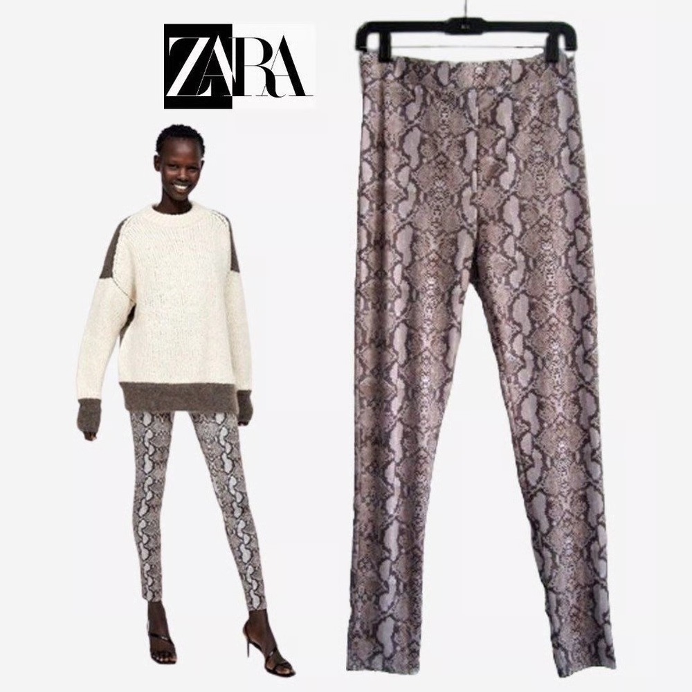 Zara Accessories Snakeskin Print Leggings Trousers S NWT
